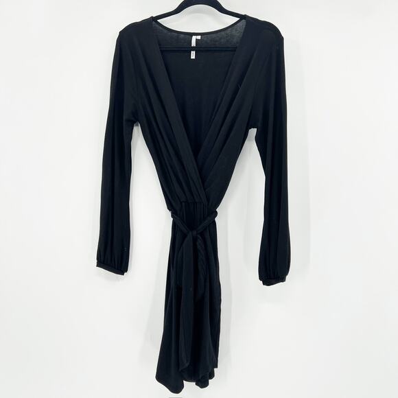Michael‎ Stars Women's Black Long Sleeve Midi Wrap Dress Size L - Picture 2 of 6